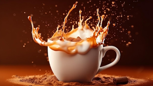 Hot morning coffee in white cup Coffee fragrant drink Generative ai