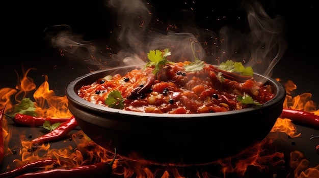 Hot pittige Mexicaanse eten vlammen