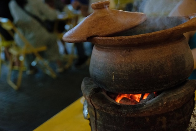 Hot pot from traditional food market and bazar in Thailand