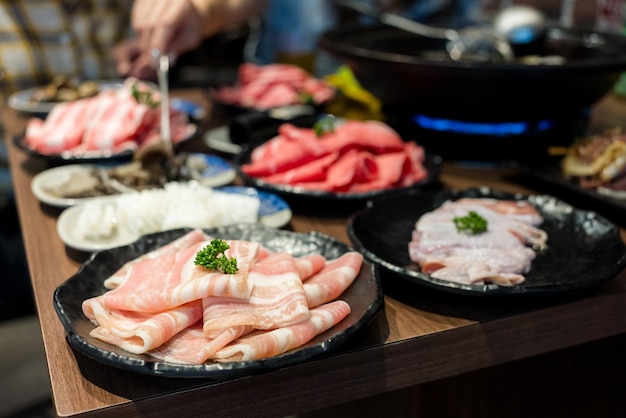 Photo hot pot meal in a restaurant