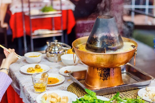 Hot pot on the table