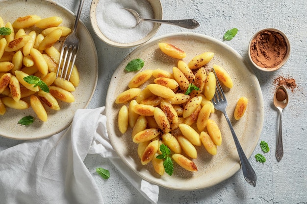 Hot potato dumplings made of flour and boiled potatoes