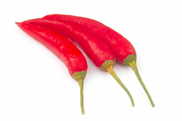 Hot red fresh pepper on a white 