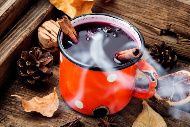 Hot red mulled wine