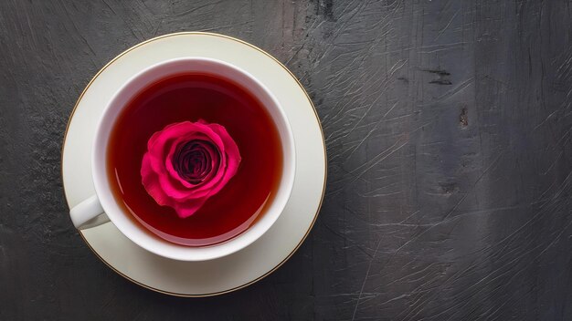 Photo hot rose tea on table