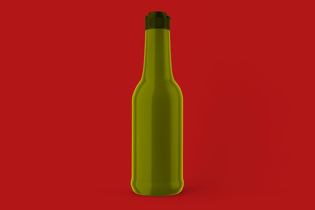 Hot sauce front side isolated in red background