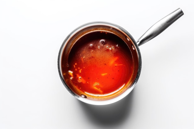 Hot Sauce In Saucepan On White Background Generative AI