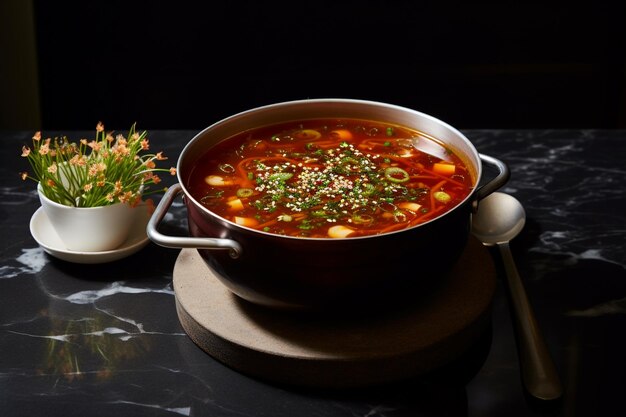 Photo hot and sour soup with cha ar c