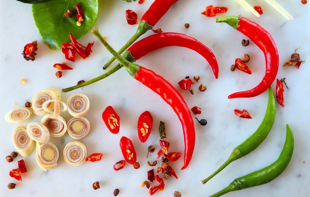 Hot spices ingredients for Thai soup Tom Yum