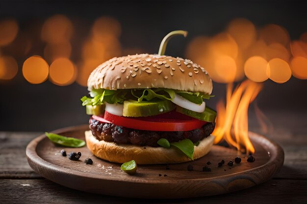 Hot spicy burger advertising concept