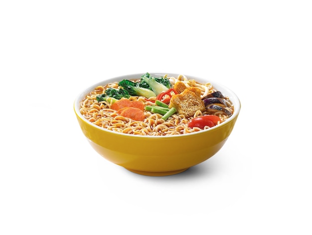 Hot and spicy Curry Instant Noodle Soup with vegetables