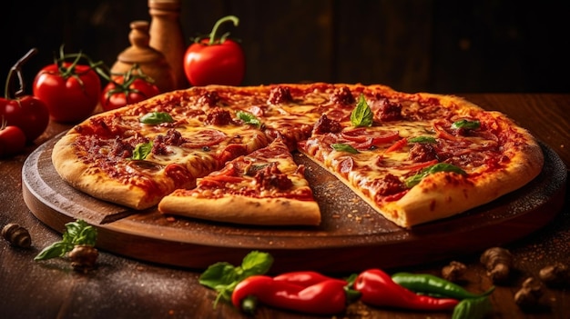 hot and spicy delicious italian pizza