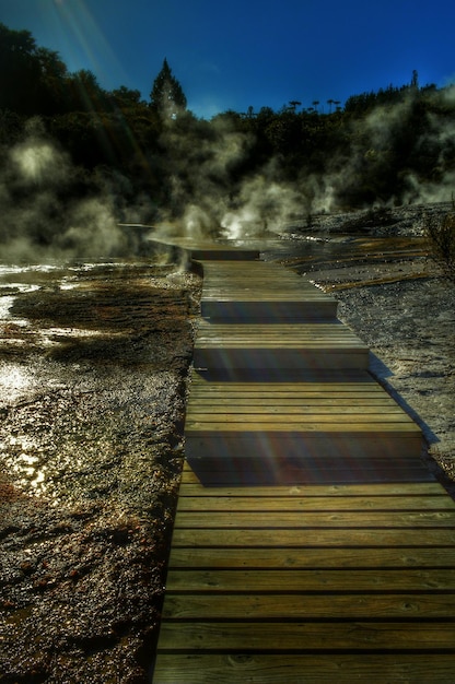 Hot spring at night