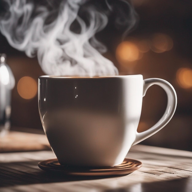 Hot steam rising from coffee in a mug generated by artificial intelligence