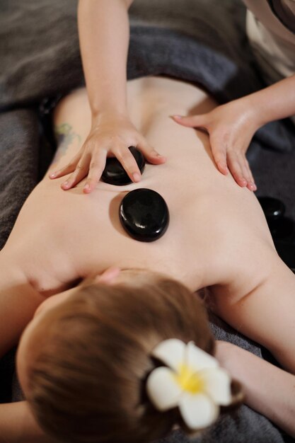 Photo hot stones therapy