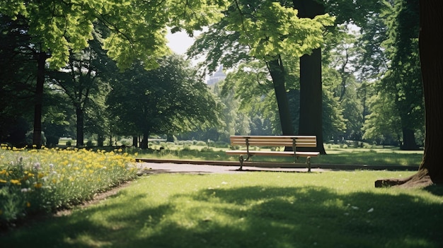 暑い夏の日当たりの良い公園 誰もいない穏やかな公園
