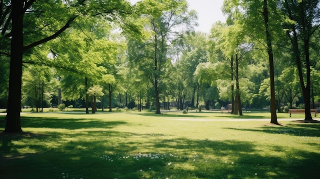 Hot Summer Sunny Park Empty and Serene