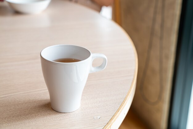 hot tea cup on table in restaurant