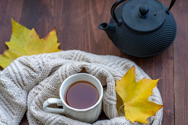 紅葉の温かいお茶