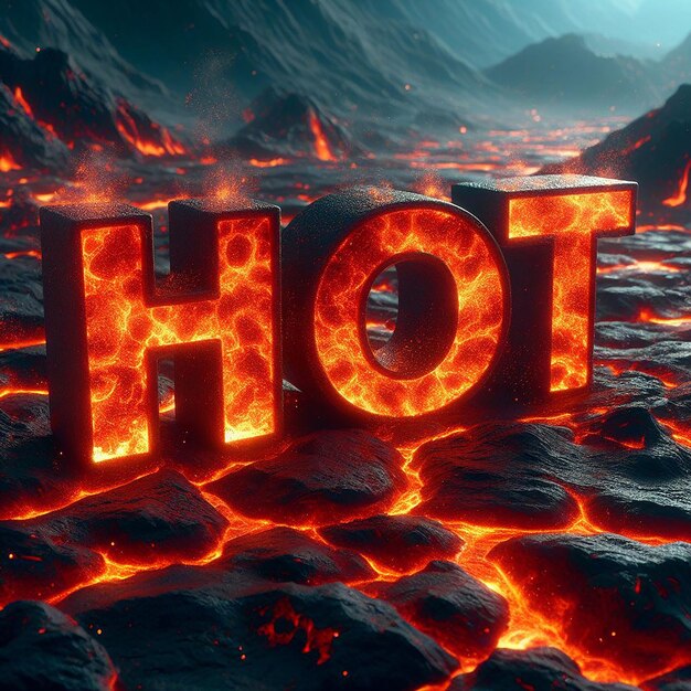 Photo hot text effect with fire and coal realistic hot text effect
