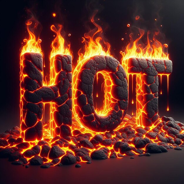 Hot Text Effect With Fire and Coal Realistic Hot Text Effect