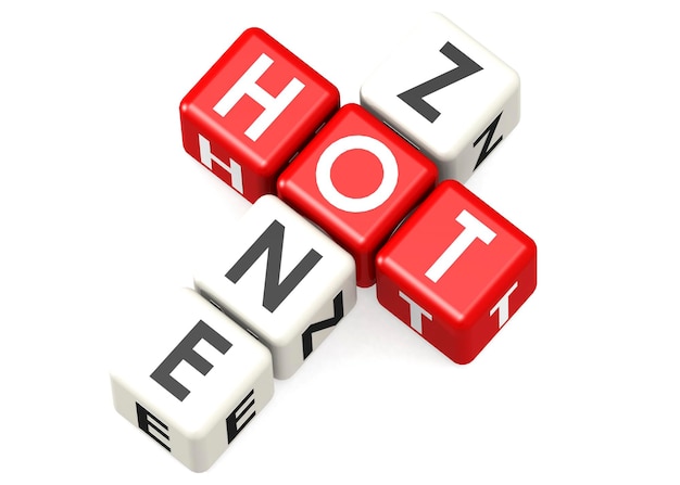 Hot zone crossword cube isolated