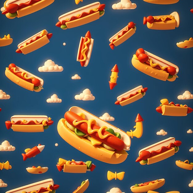 Hotdog eten vliegen met gesmolten mosterd cartoon vector icoon illustratie voedsel object geïsoleerd plat