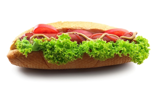 Hotdog geïsoleerd op wit