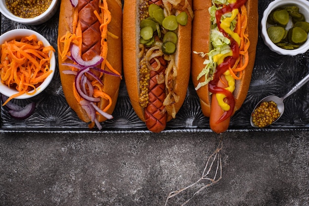 Hotdog met worstjes traditioneel Amerikaans fastfood