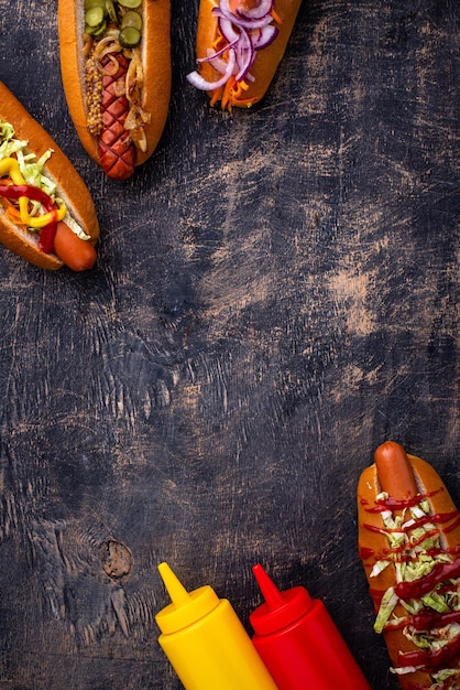 Hotdog met worstjes traditioneel Amerikaans fastfood