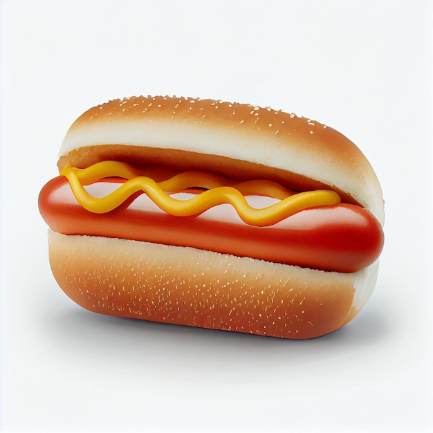 Hotdog op witte achtergrond Illustratie Generatieve AI