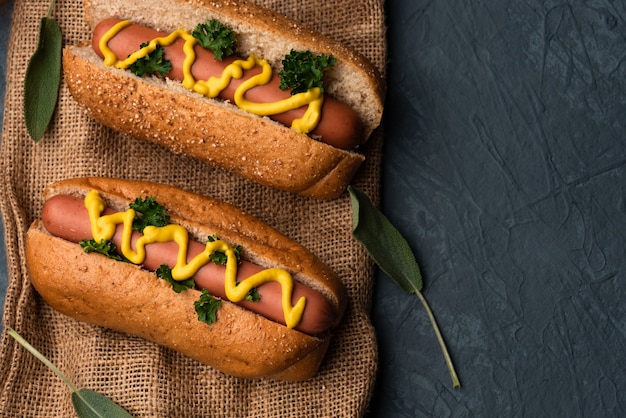 hotdog and sausage with sage vegetables