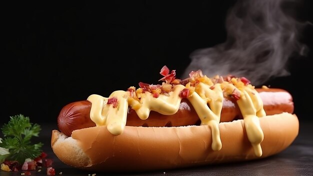 Hotdog with Sausage Drenched in Juicy Mayonnaise Sauce