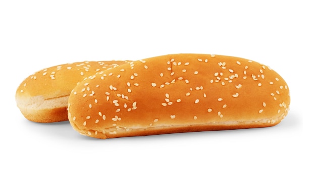 Foto hotdogbroodje op een witte achtergrond