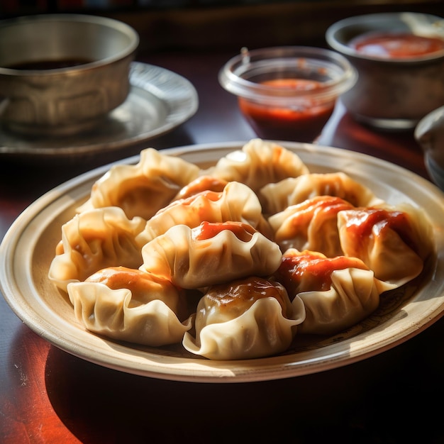 Photo hote steam momos in the plate