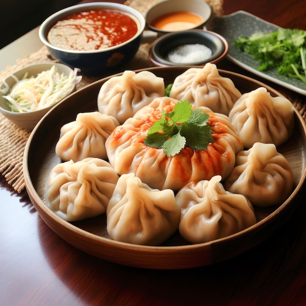 Photo hote steam momos in the plate