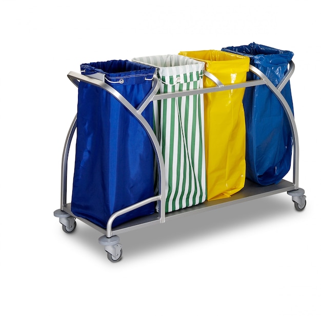 The hotel cleaning tool cart isolated