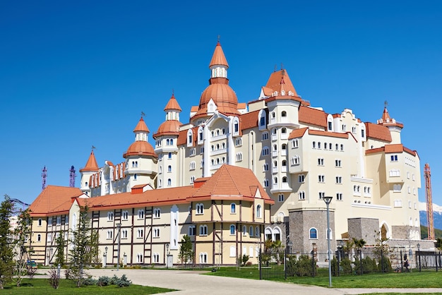 Photo hotel complex stylized medieval castle