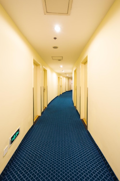 Hotel curved corridor with carpet