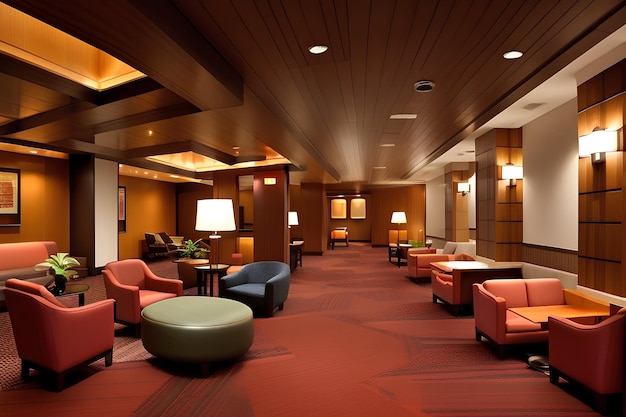 Hotel interior design with pronounced elevations and troughs for a greater sense of movement