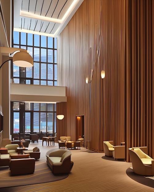 Hotel interior design with pronounced elevations and troughs for a greater sense of movement