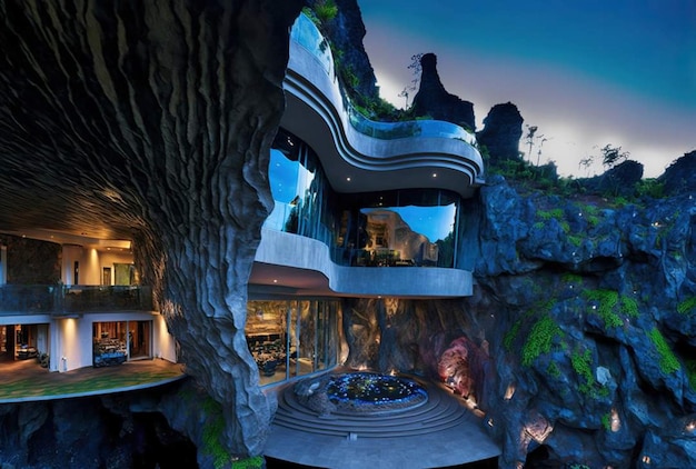 The hotel is located in a cave.