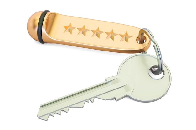 Hotel key 5 stars 3D rendering