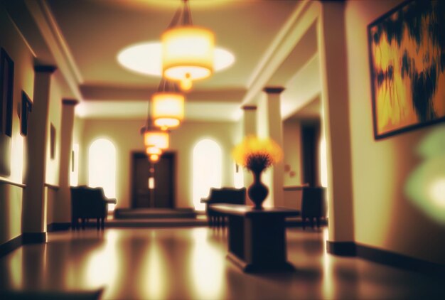 Photo hotel lobby with abstract blur and lost focus