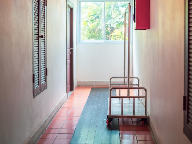 Hotel luggage cart in hotel