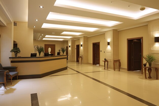 Photo hotel reception accommodation lobby hotel indoors with reception desk