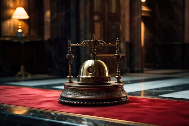 Hotel ring bell on counter desk at front reception