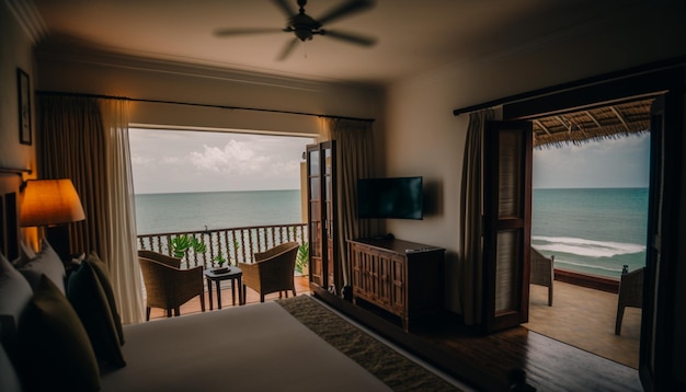 Hotel room with a beautiful view of the sea