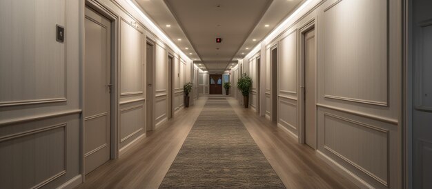 Photo hotel room with a closet in the corridor