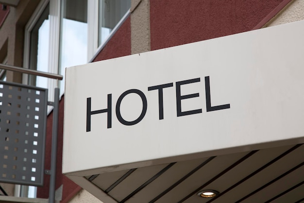 Hotel Sign on Building Entrance